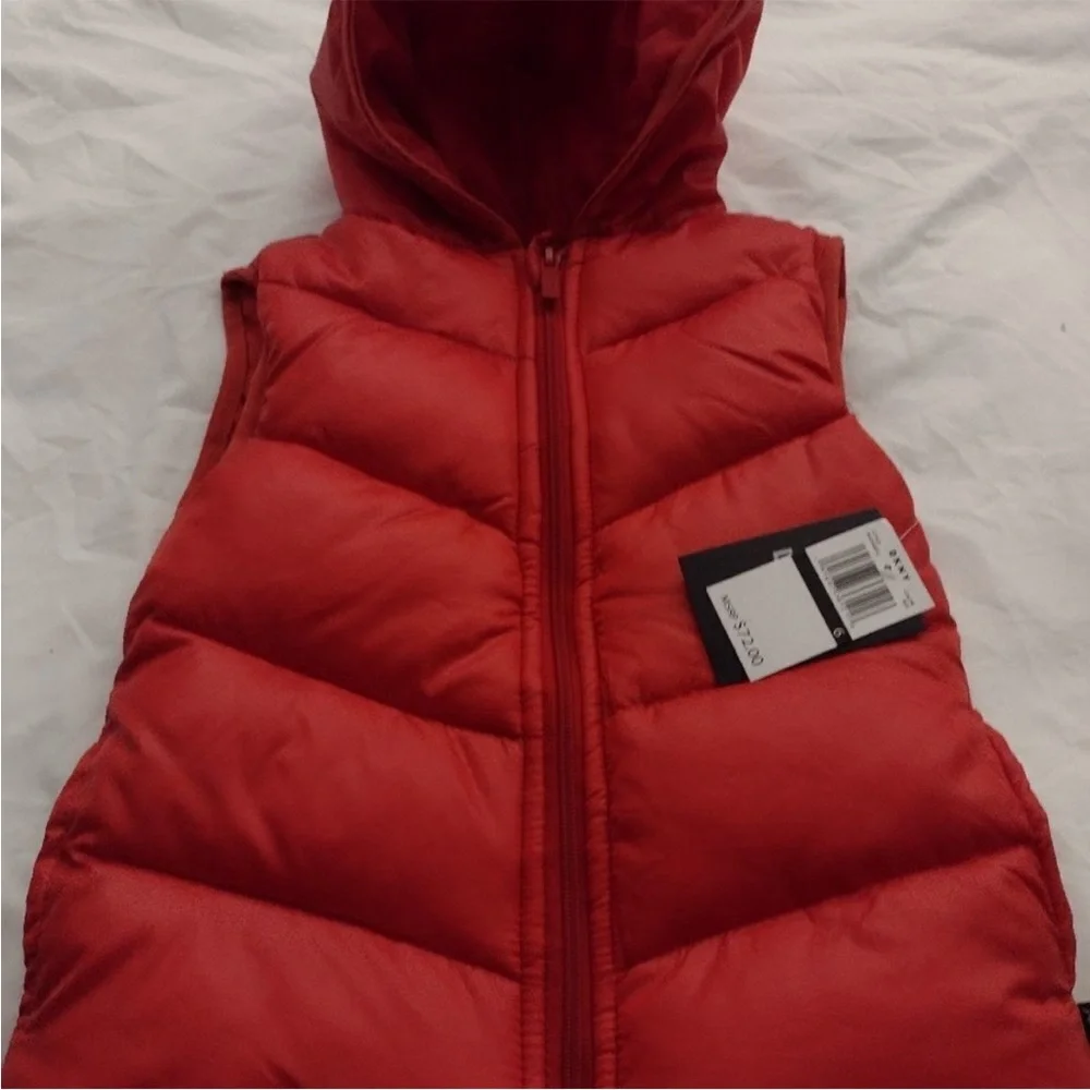 DKNY Kids Red Hooded Vest y.